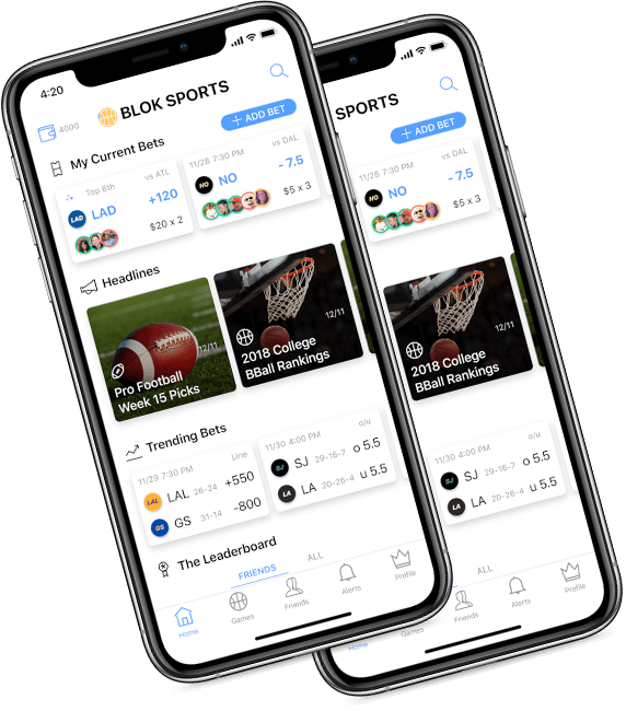 Sports betting app screens